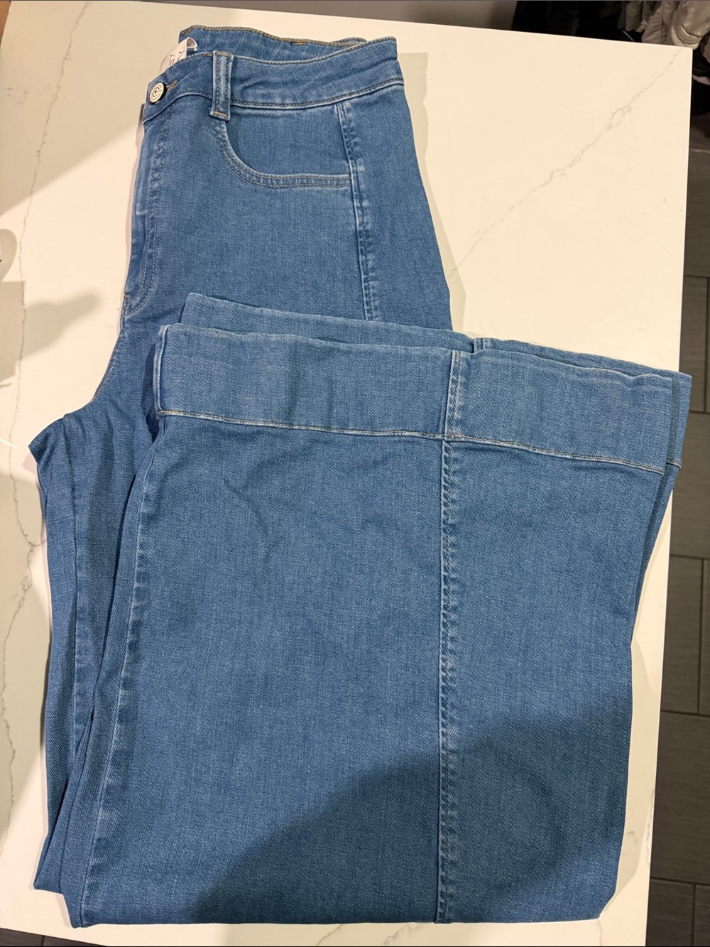 cinq a sept Medium Blue Wide-Leg Jeans